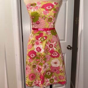 Rave Y2K 90s vintage Strapless green and pink floral preppy festival dress small